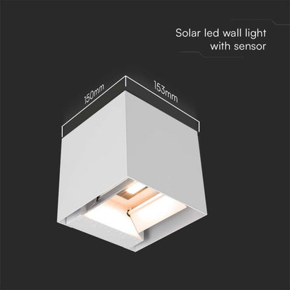 Solar-LED-Gartenleuchte 9W mit Sensor 4000K IP65 Weiß