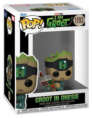 Funko Pop ! Marvel - I Am Groot - (1193) Groot In Onesie W/Book Bobble Vinyl 9Cm