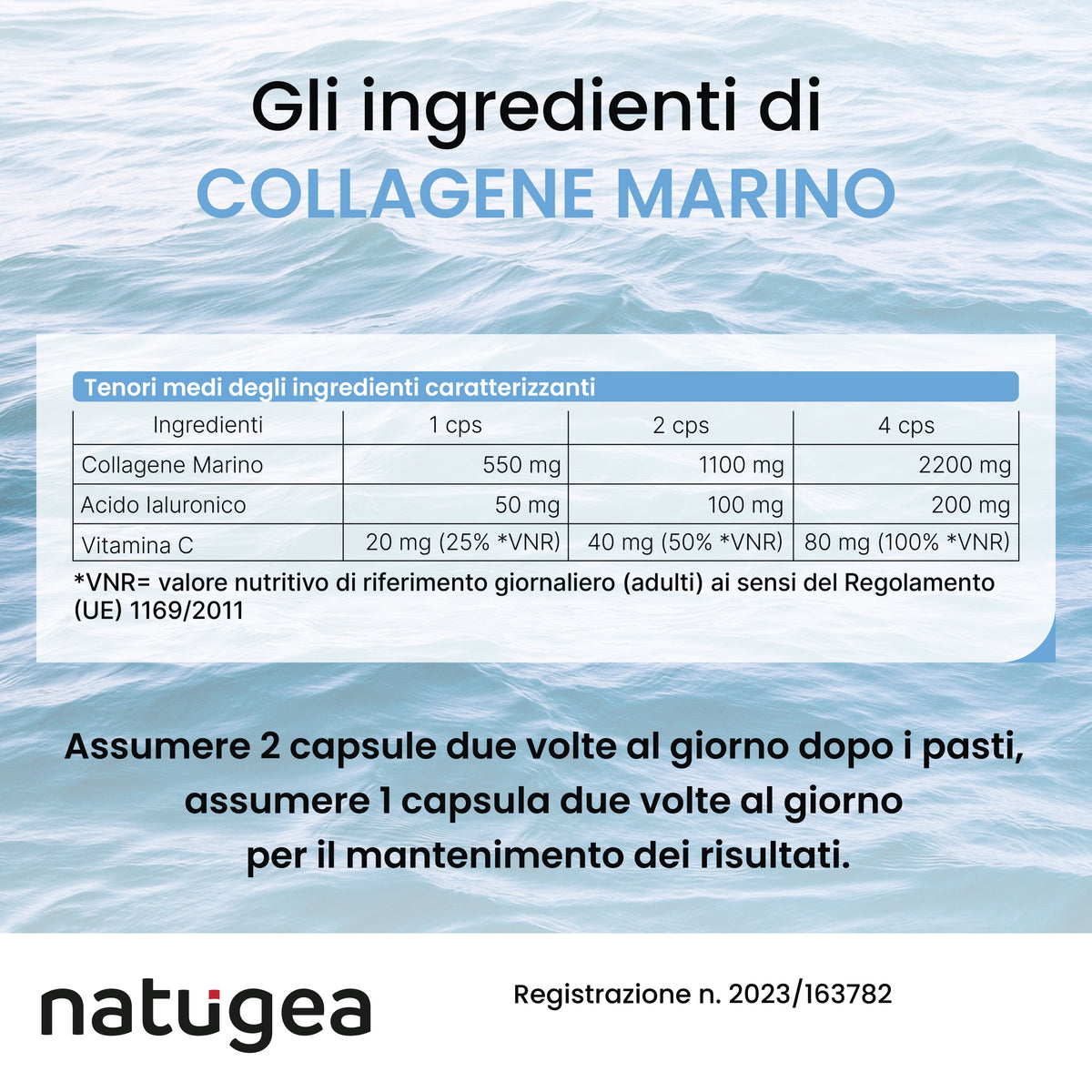 Collagene marino idrolizzato per pelle e articolazioni 2200mg – Peptan® Tipo 1 con Acido Ialuronico e Vitamina C