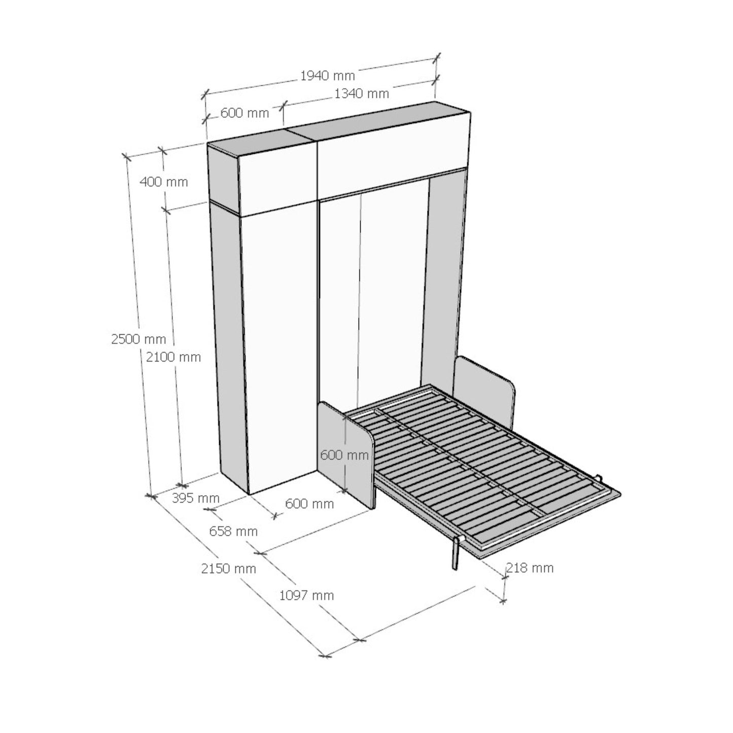 Klappbett 120 x 200 vertikal Kentaro Sofa