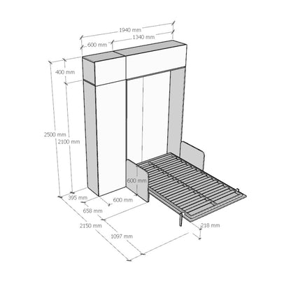Klappbett 120 x 200 vertikal Kentaro Sofa