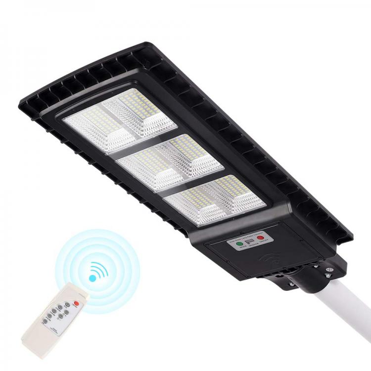 LED-Straßenlaterne 120W mit Solarpanel, Fernbedienung und Dämmerungssensor