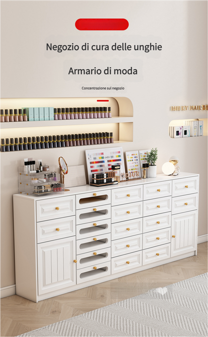 Cassettiera moderna per negozi di manicure e cura della pelle，Design a più scomparti.Specializzato per l'organizzazione del negozio