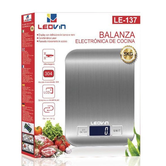Bilancia Digitale Da Cucina Elettronica Piatto Acciaio Inox Precisione 1gr/5kg