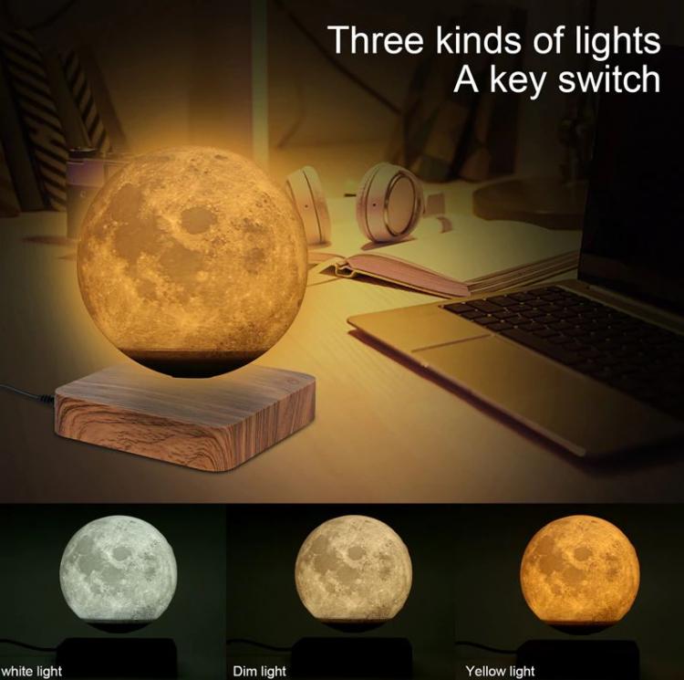 Schwebende Mondlampe, magnetisch schwebende 3D-LED-Lampe, Einrichtungsdesign
