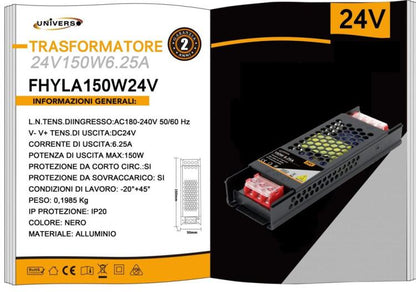 NETZTEIL SLIM STABILISIERT 24V 150W SCHALTNETZTEIL TRAFO 6.25A ÜBERWACHUNGSKAMERAS