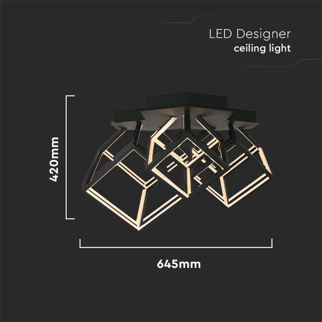 LED-Kronleuchter mit 3 Würfeln, 46W, Schwarz, 3000K – Modernes Design