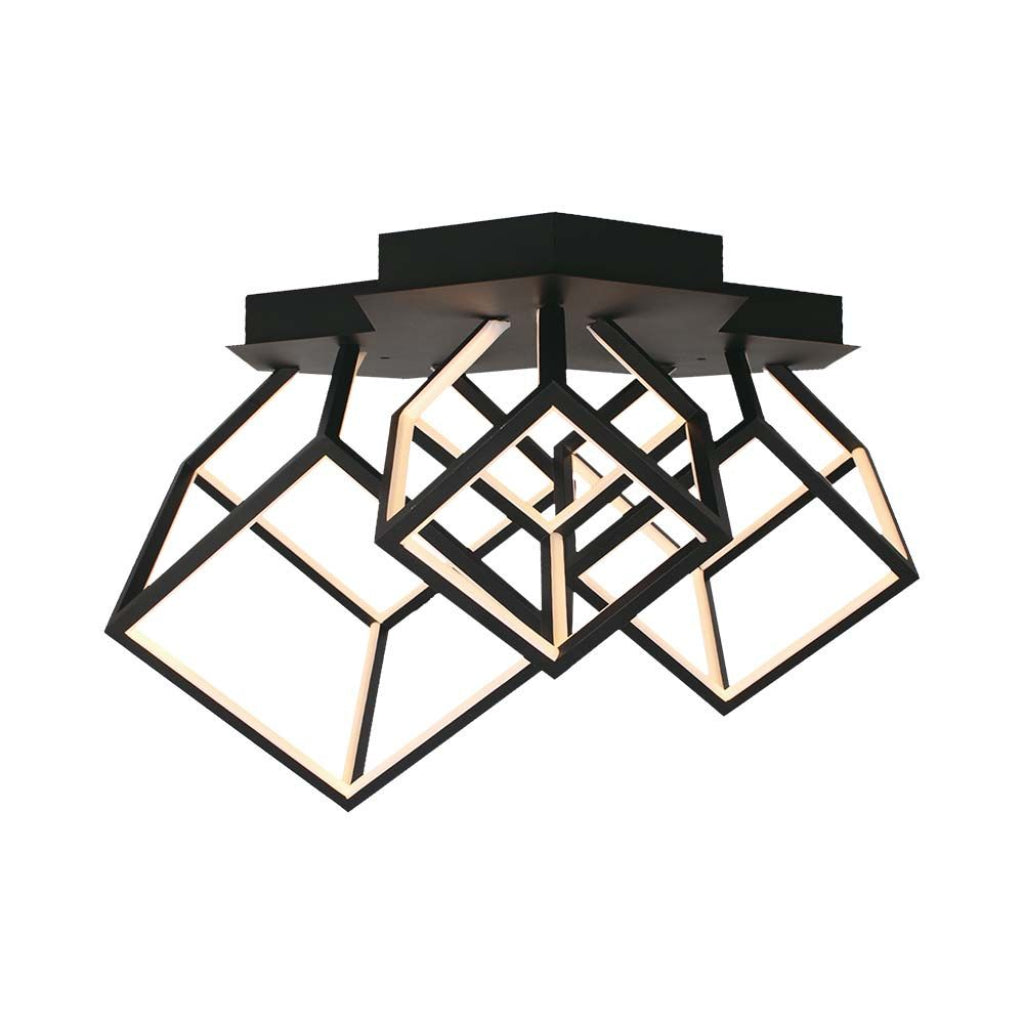 LED-Kronleuchter mit 3 Würfeln, 46W, Schwarz, 3000K – Modernes Design