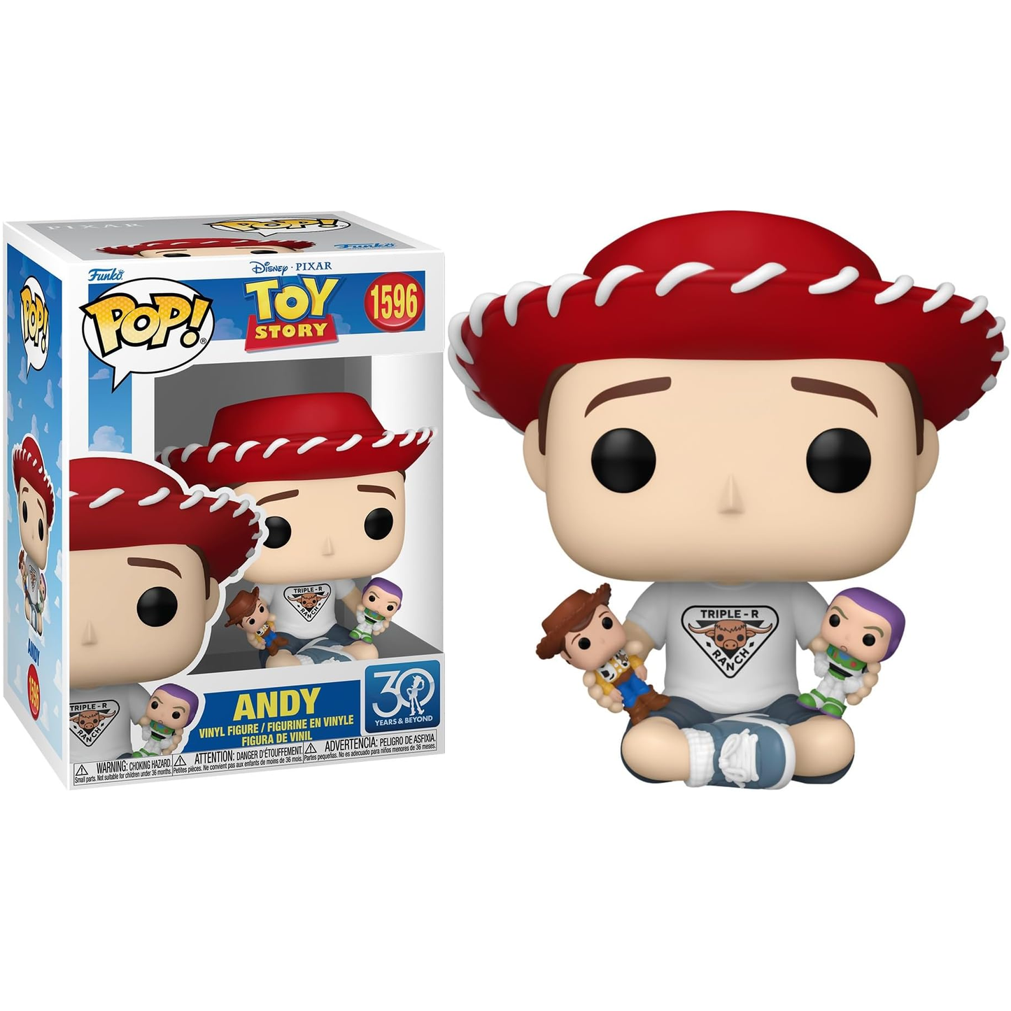 Funko Pop ! Disney Pixar - Toy Story (1596) Andy W/ Woody E Buzz 9cm