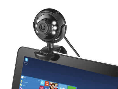 Webcam Trust Spotlight mit internem Mikrofon und LED-Leuchten PC Desktop Skype USB