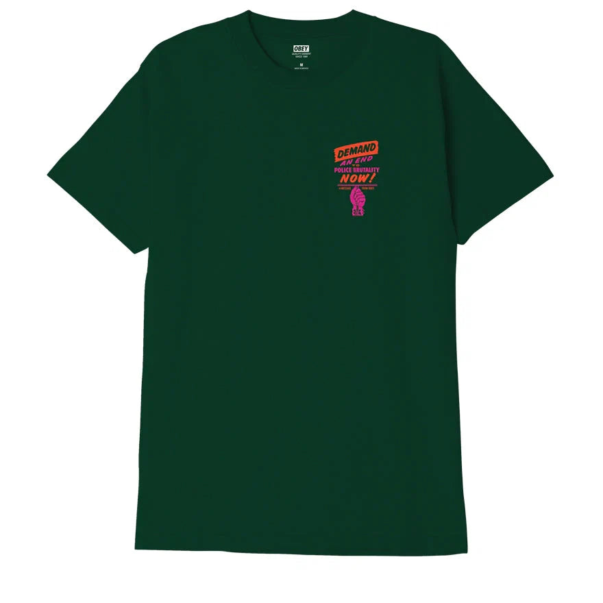 Obey maglietta manica corta da uomo End Police Brutality 165263408 verde foresta
