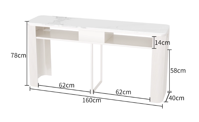 Design Manicuretisch｜Marmorplatte × Eisenbeine mit Streifenmuster｜Professioneller Arbeitsplatz für Schönheitssalon