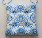 Cuscino Coprisedia in Cotone Drill "Mediterraneo" | Fantasia Blu su Bianco | Con Laccetti