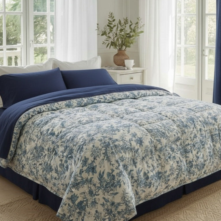 Trapunta Althea Matrimoniale in Cotone Stampa Fiori 270x270 cm