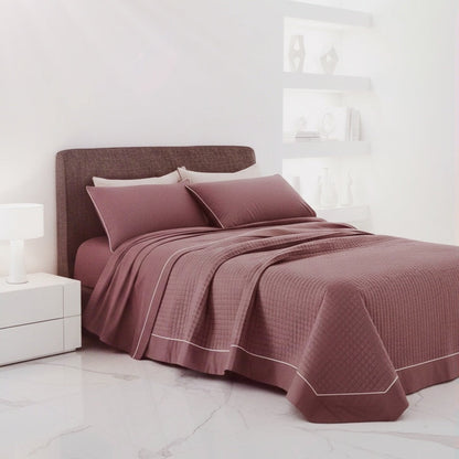 Trapuntino Matrimoniale LAGOM - Percalle Puro Cotone con Piping Artigianale