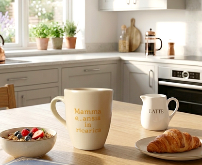 Tazza personalizzata con scritta in vinile