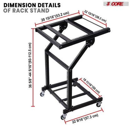 Supporto rack DJ 5Core 9U regolabile con ruote