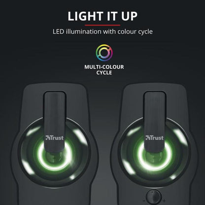 Trust Gemi Lautsprecher PC Desktop Stereo Audiobox mit RGB-LED-Beleuchtung USB