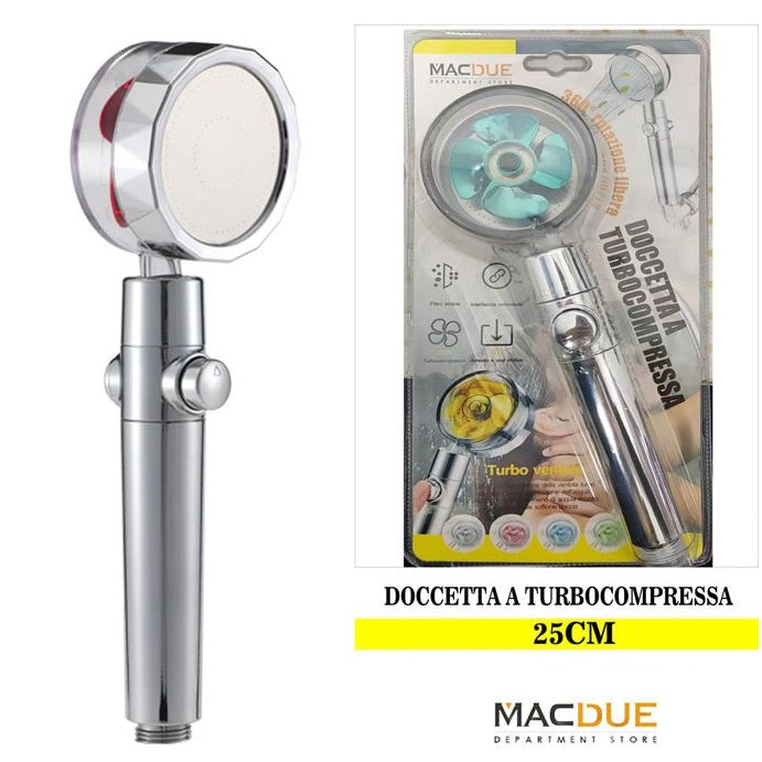 Turbo-Hochdruck-Duschkopf, um 360° drehbar, turbogeladene Handbrause