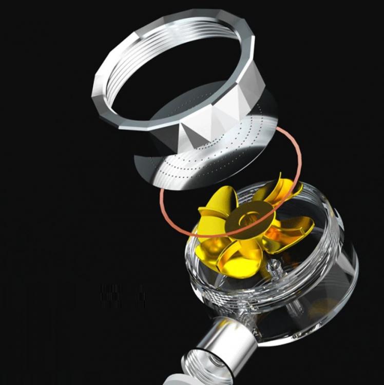 Turbo-Hochdruck-Duschkopf, um 360° drehbar, turbogeladene Handbrause