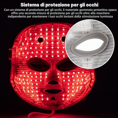 Lifting facial beauty-Maschera Facciale e per il Collo con LED a 7 Colori Senza Fili, Dispositivo di Bellezza per Ringiovanimento e Rassodamento della Pelle