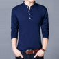 Men's long-sleeved T-shirt, men's long-sleeved T-shirt, Mandarin style T-shirt