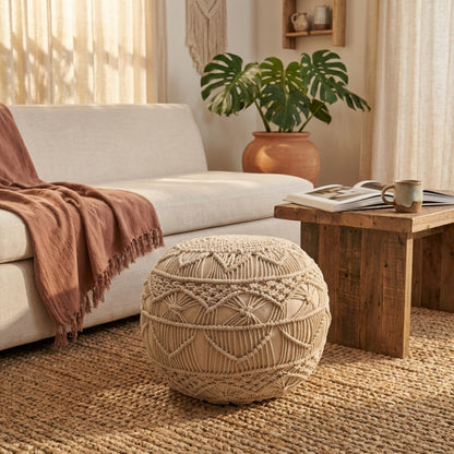 Pouf Bengasi: Quadratisch, Weiß, Baumwolle, 45x45x45cm
