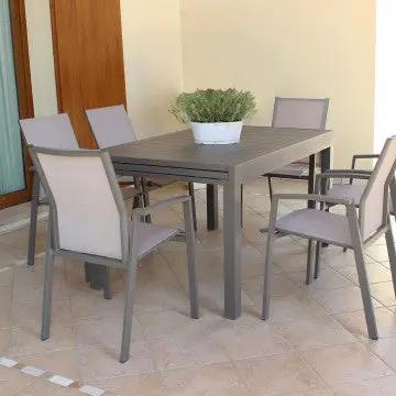 Ausziehtisch Hawaii aus taupefarbenem Aluminium - 135/270 x 90