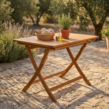 Tavolo pieghevole in acacia massiccio 100x70 cm, altezza 74 cm