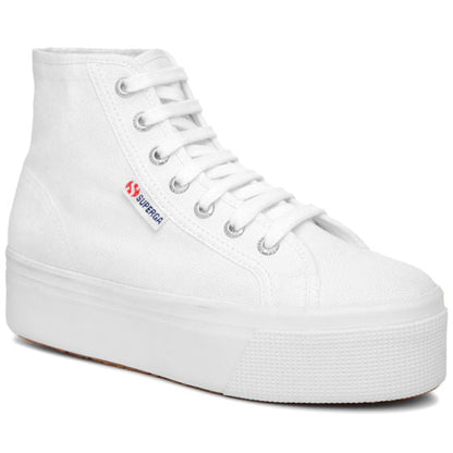 Superga scarpa sneakers alta da donna con zeppa 2705 Hi Top S3111MW 901 bianco