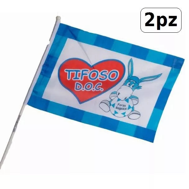 2x Fahne mit Stock Fan Neapel 100% Italienische Meister Scudetto Schlaufe 40x60cm