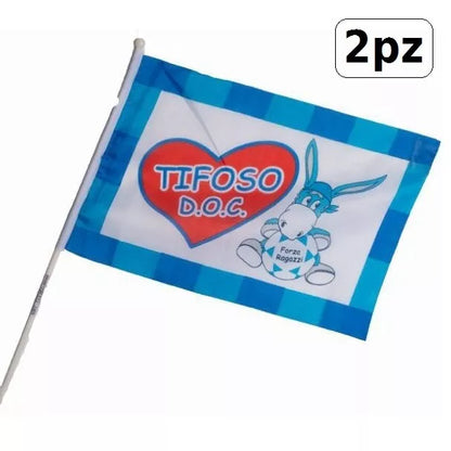 2x Fahne mit Stock Fan Neapel 100% Italienische Meister Scudetto Schlaufe 40x60cm