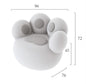 "Cat Paw" Armchair in Grey Plush Fabric - Dimensions 76x96x72