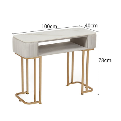 Tavolo per Manicure Semplice Ed Elegante con Piano in Marmo e Struttura in Metallo - Dimensioni Singolo 100x40x78 cm Doppio 160x40x78 cm