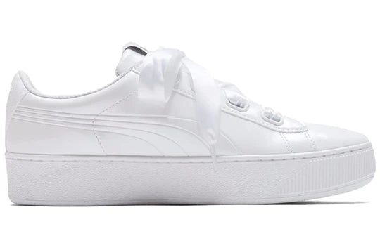 Puma scarpa sneakers con zeppa da donna Vikky Platform Ribbon 366419 02 bianco