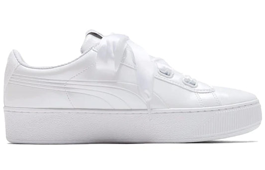 Puma scarpa sneakers con zeppa da donna Vikky Platform Ribbon 366419 02 bianco
