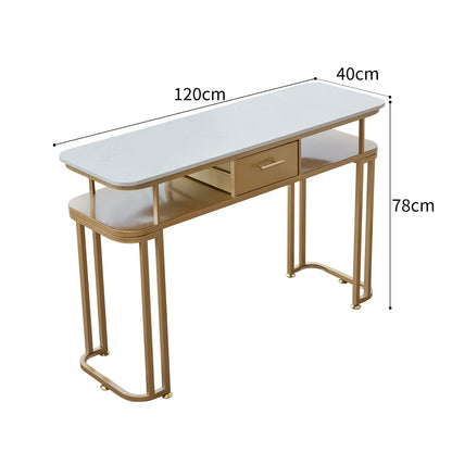 Tavolo per Unghie - Struttura in Metallo Resistente, Design Elegante, Piano in Marmo, Ampio Spazio, Montaggio Facile. singola(40 * 120 * 78CM, oro).doppia(40 * 160 * 78CM, oro)…