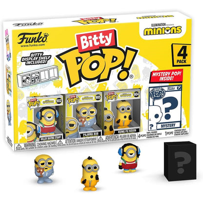 Funko Bitty Pop! mit Mystery Pop Minions 4er-Pack Vinyl (902, 905, 904, Mystery)