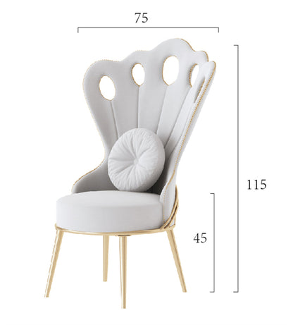 Gray Velvet Peacock Armchair with Golden Iron Support