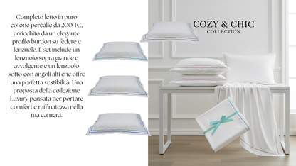 Completo letto Luxury in puro cotone con burdon