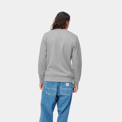 Carhartt felpa girocollo da uomo 1031242 00D grey heather-white