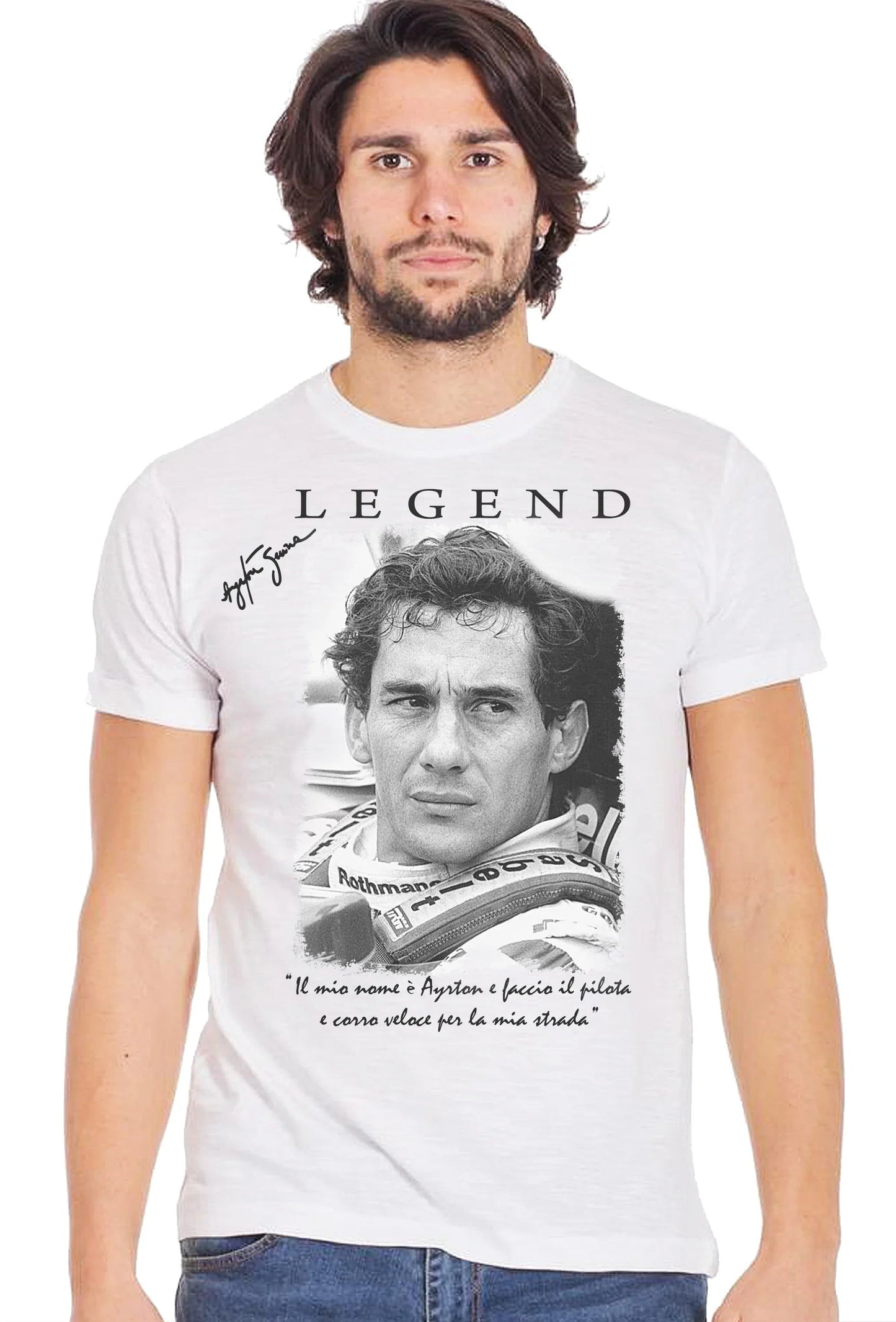 T-Shirt Ayrton Senna The Legend - Cotone Fiammato Uomo