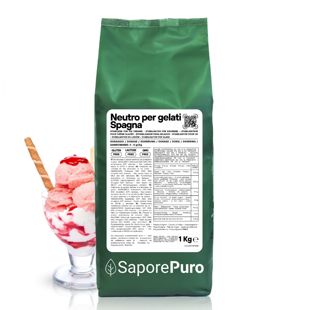 Neutro per Gelati Spagna - Il Segreto per un Gelato Cremoso e di Alta Qualità - Stabilizzante per Gelato