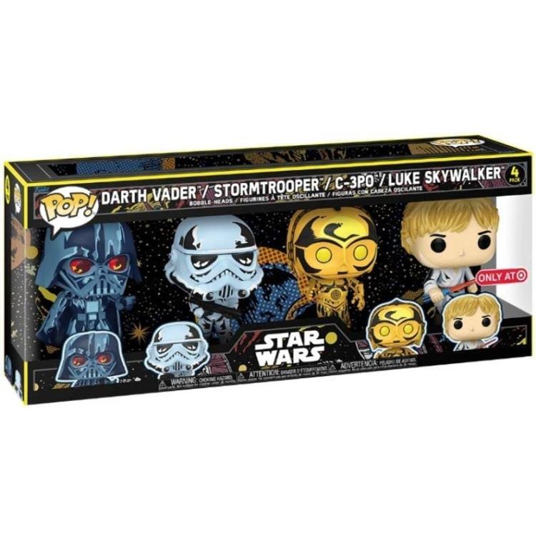 Funko Pop! Star Wars – Darth Vader – Stormtrooper – C-3PO – Luke Skywalker 4er-Pack