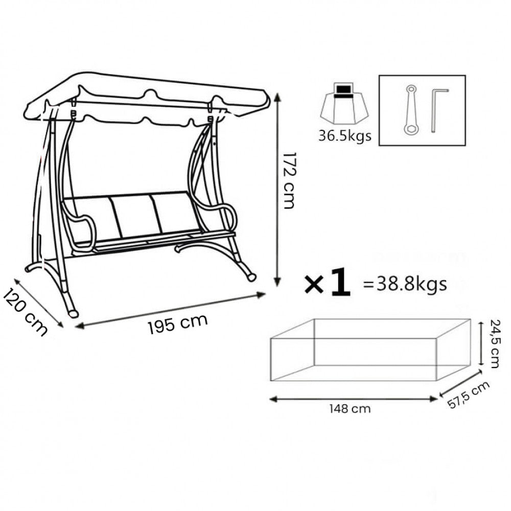 Dondolo da Giardino in Textilene e Metallo con Tetto Beige