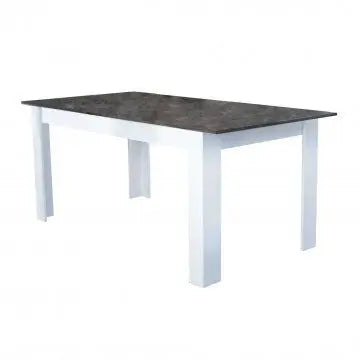 Tavolo Gemma Bianco e Grigio Scuro Effetto Cemento 160/200 x 90 x 75 h