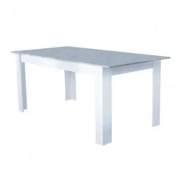 Tavolo Gemma Bianco e Grigio Effetto Cemento cm 160/200 x 90 x 75 h