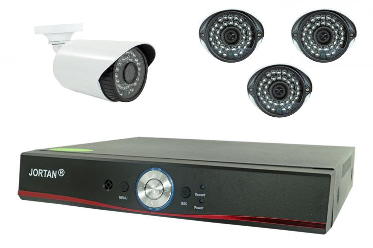 AHD IP Cloud Überwachungskit DVR 4 Kanäle 4 Infrarot HD Kameras 1.3 Mpx