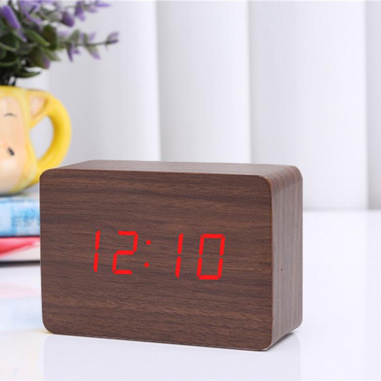 LED-Wecker aus Holz mit Temperaturanzeige, Weckfunktion, für Zuhause