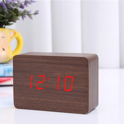 LED-Wecker aus Holz mit Temperaturanzeige, Weckfunktion, für Zuhause